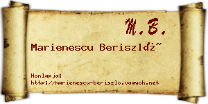 Marienescu Beriszló névjegykártya